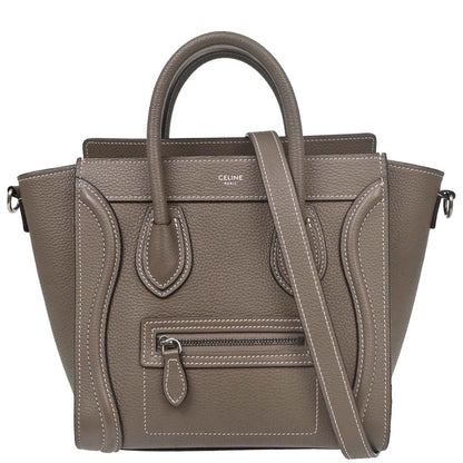 Celine Brown Leather Nano Luggage Tote Bag