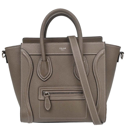 Celine Brown Leather Nano Luggage Tote Bag
