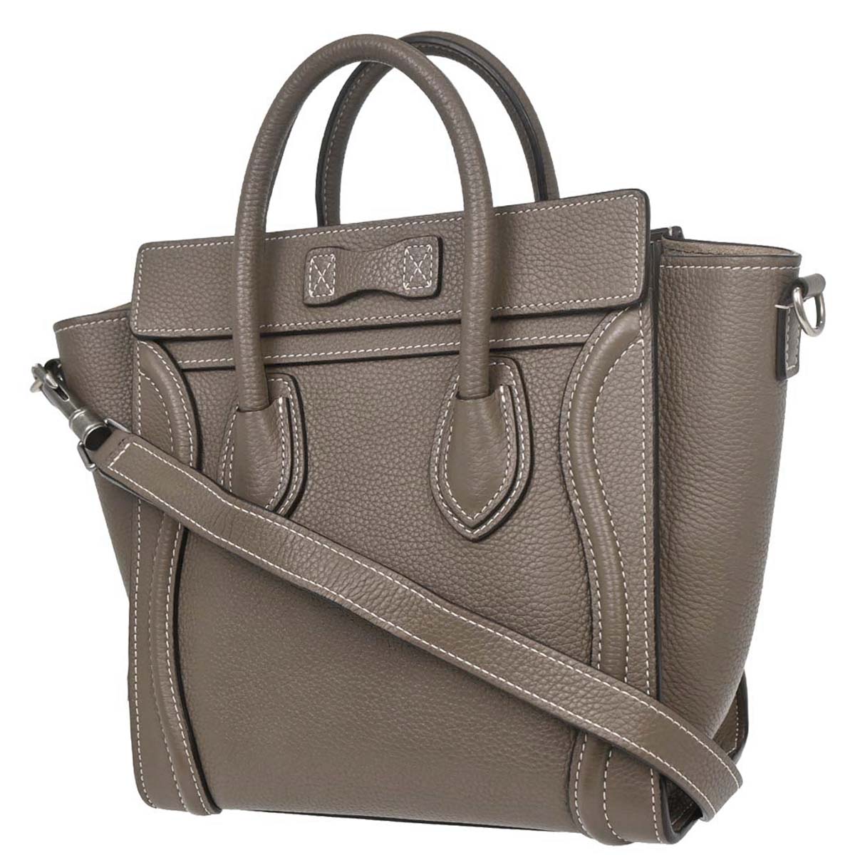 Celine Brown Leather Nano Luggage Tote Bag