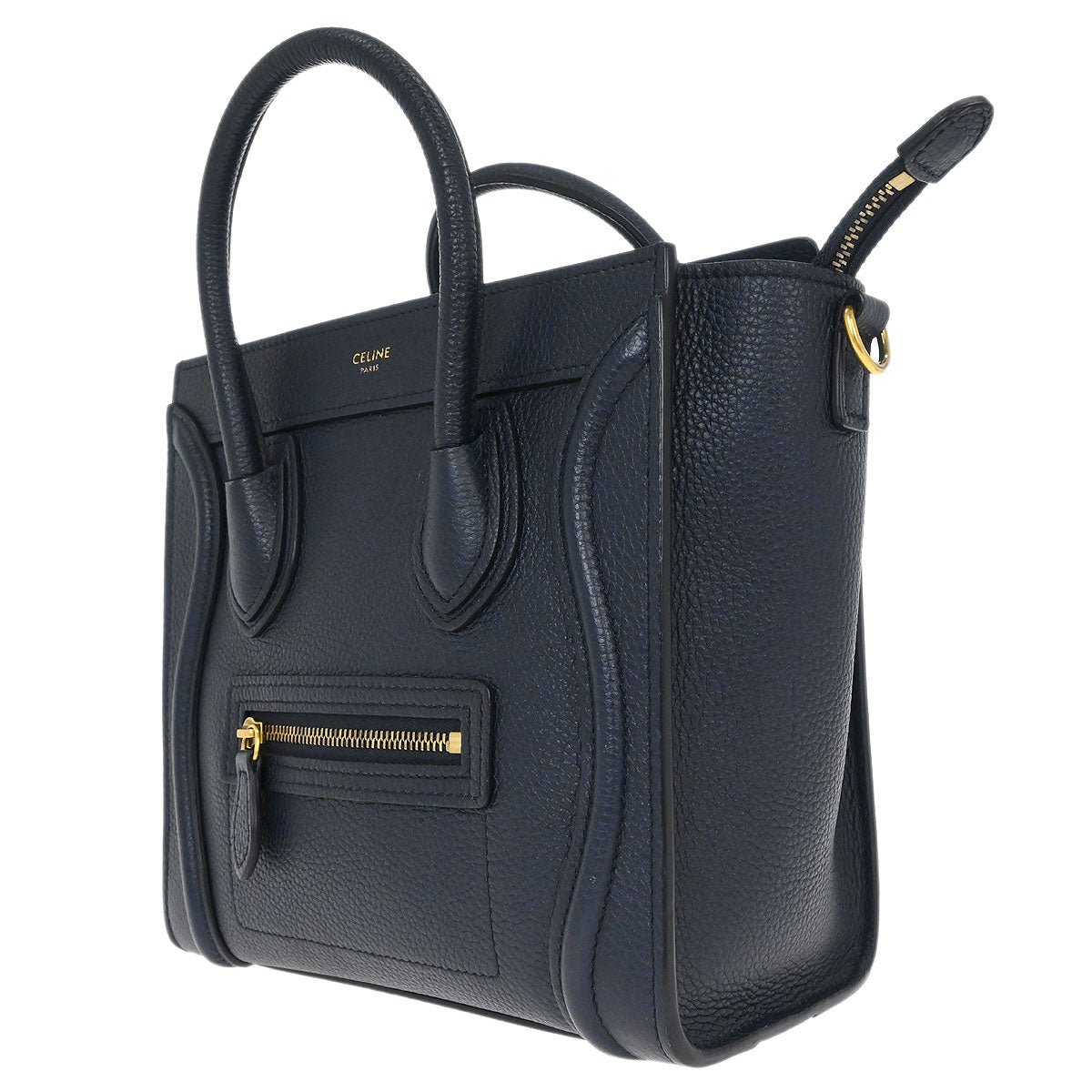 Celine Navy Leather Nano Luggage Shoulder Tote Bag