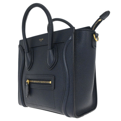 Celine Navy Leather Nano Luggage Shoulder Tote Bag