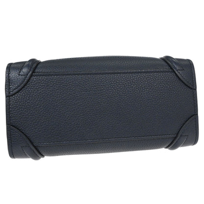 Celine Navy Leather Nano Luggage Shoulder Tote Bag