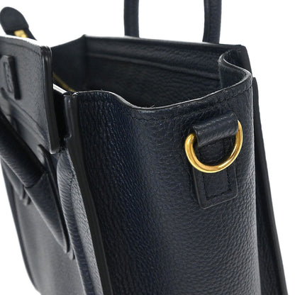 Celine Navy Leather Nano Luggage Shoulder Tote Bag