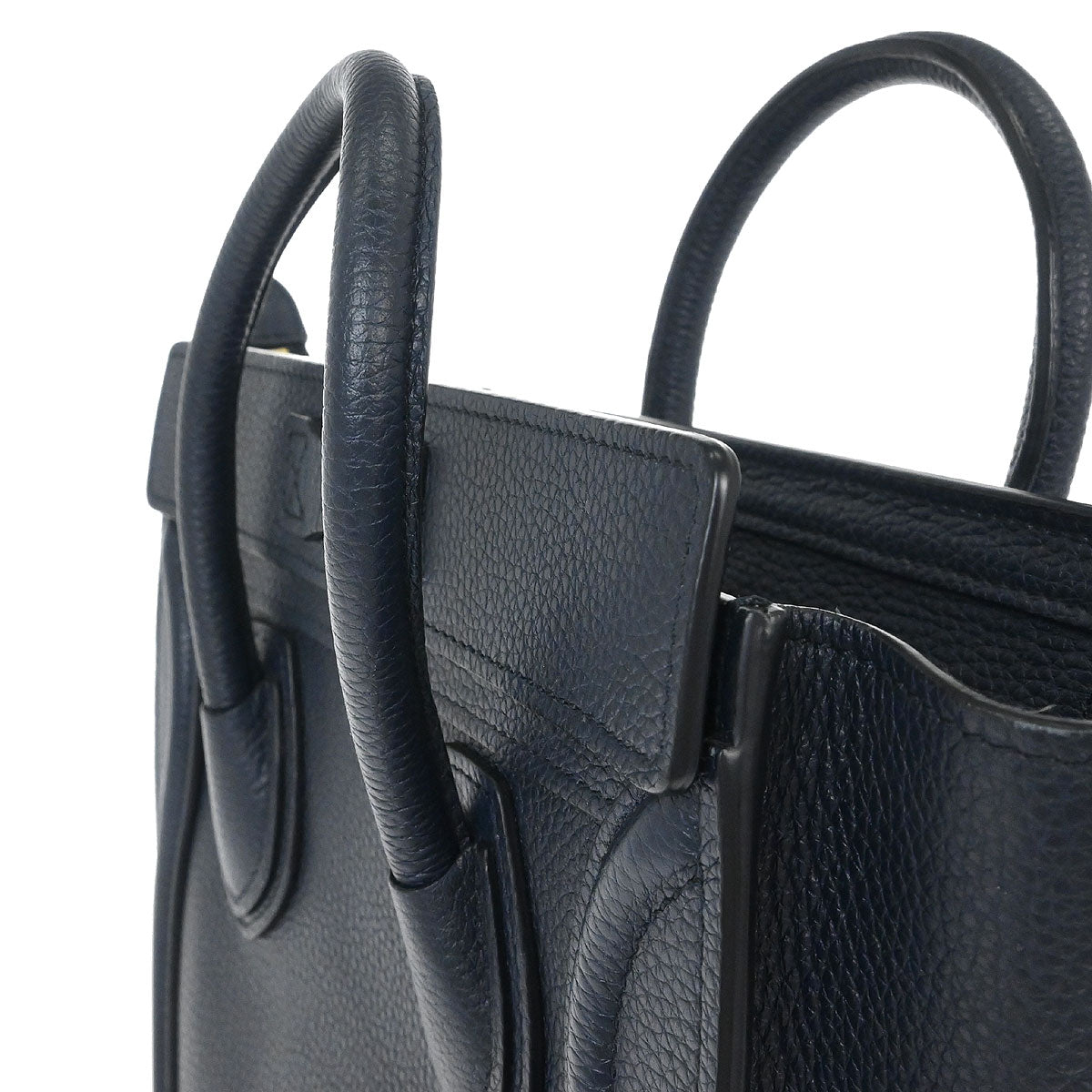 Celine Navy Leather Nano Luggage Shoulder Tote Bag