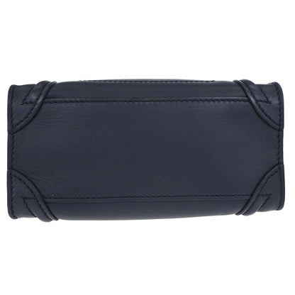 Celine Navy Leather Nano Luggage 2way Shoulder Tote Bag