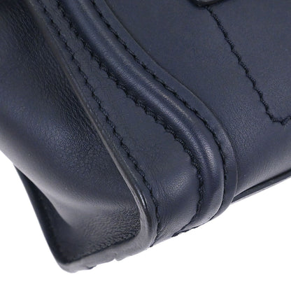 Celine Navy Leather Nano Luggage 2way Shoulder Tote Bag