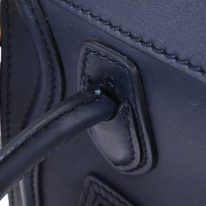 Celine Navy Leather Nano Luggage 2way Shoulder Tote Bag