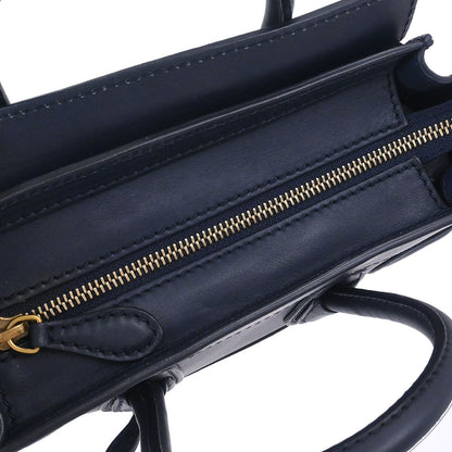 Celine Navy Leather Nano Luggage 2way Shoulder Tote Bag