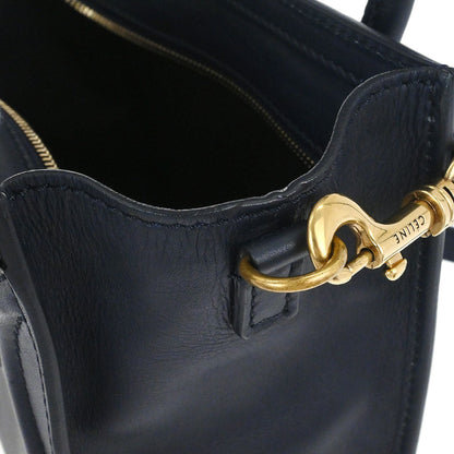 Celine Navy Leather Nano Luggage 2way Shoulder Tote Bag