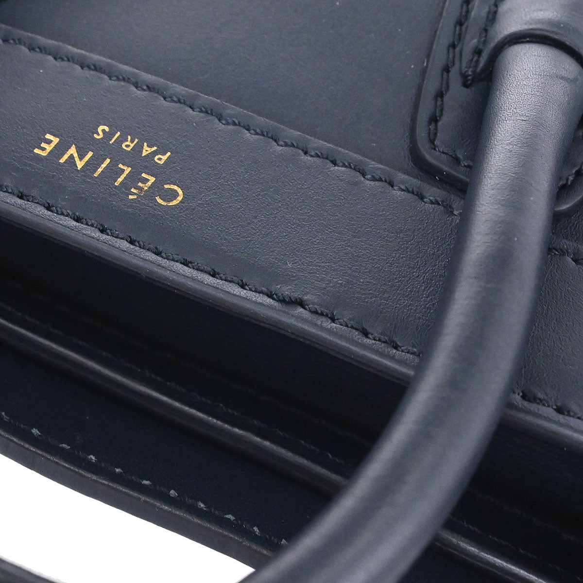 Celine Navy Leather Nano Luggage 2way Shoulder Tote Bag