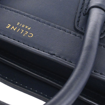 Celine Navy Leather Nano Luggage 2way Shoulder Tote Bag