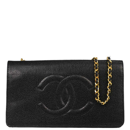 Chanel Black Caviar Skin WOC Wallet on Chain Bag