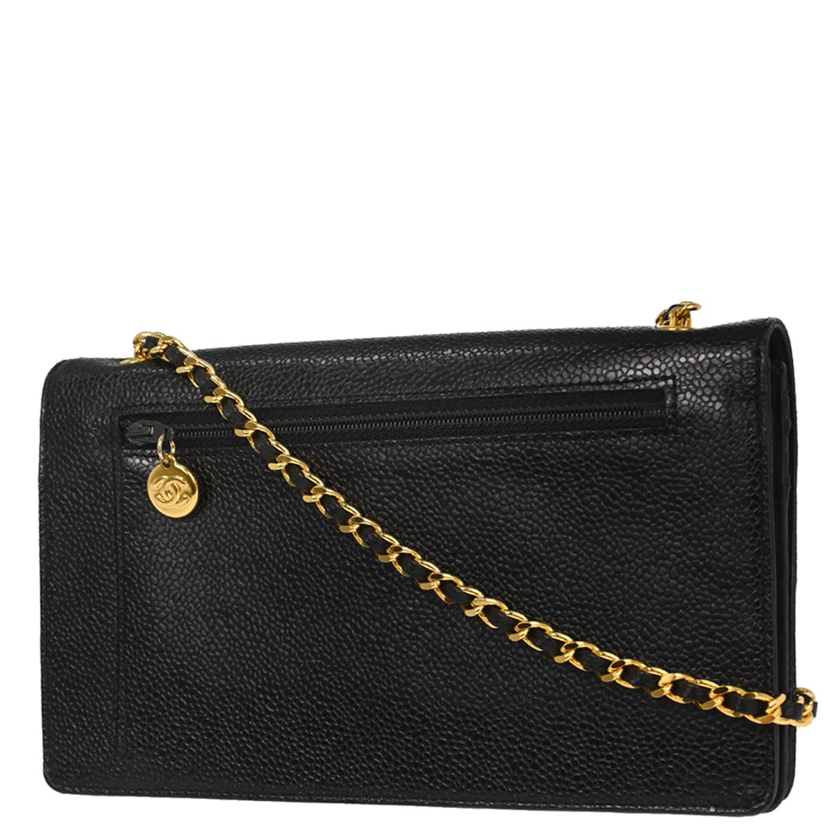 Chanel Black Caviar Skin WOC Wallet on Chain Bag
