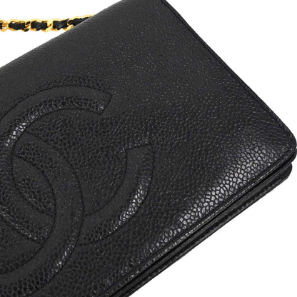 Chanel Black Caviar Skin WOC Wallet on Chain Bag