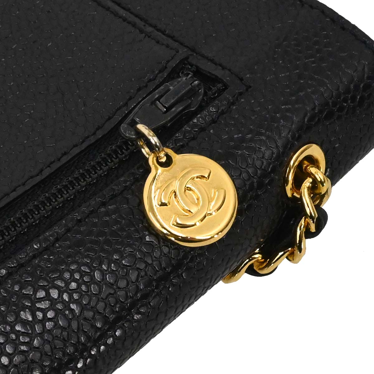Chanel Black Caviar Skin WOC Wallet on Chain Bag