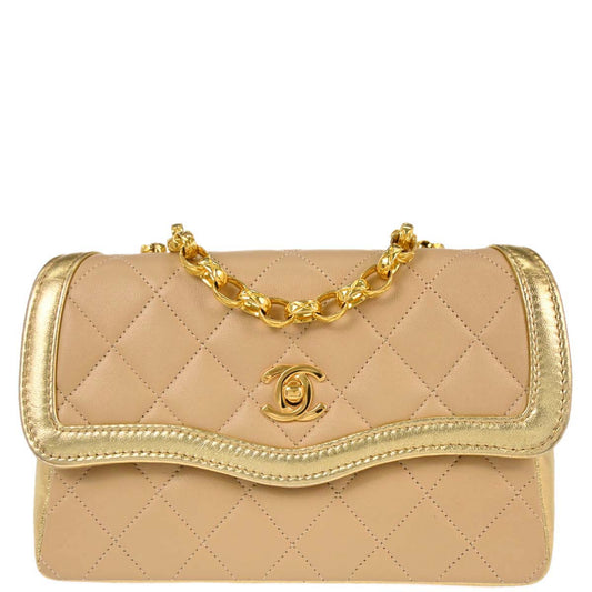 Chanel Beige Lambskin Shoulder Bag