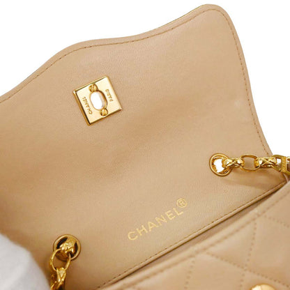 Chanel Beige Lambskin Shoulder Bag