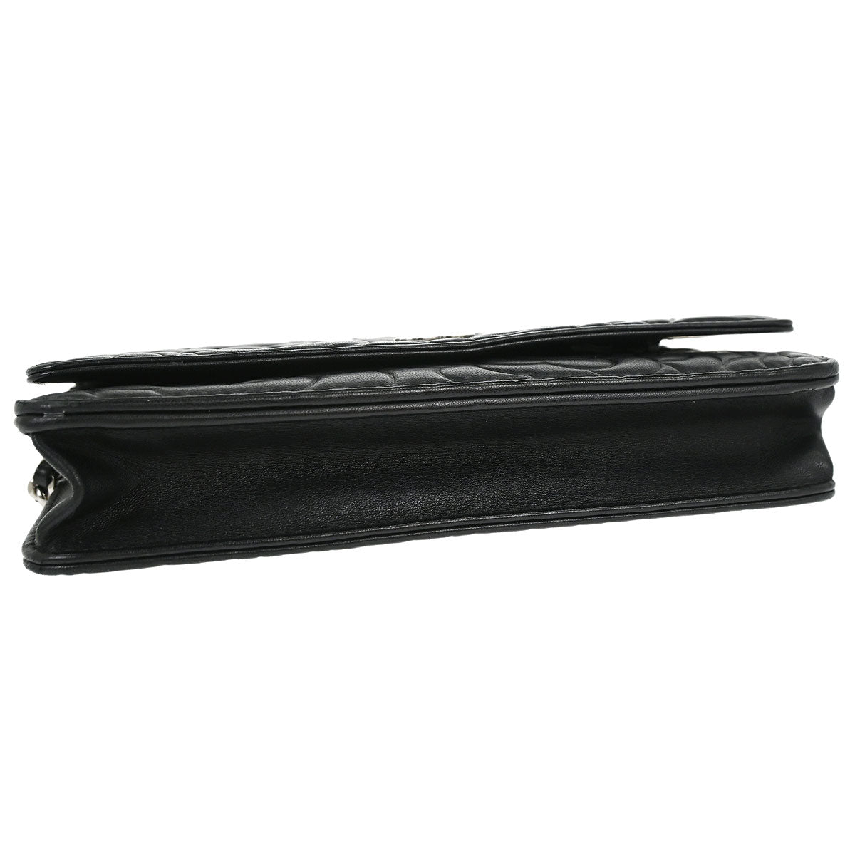 Chanel Black Lambskin Camellia WOC Wallet on Chain Bag