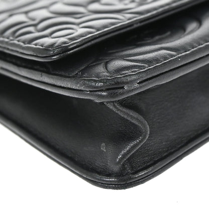 Chanel Black Lambskin Camellia WOC Wallet on Chain Bag