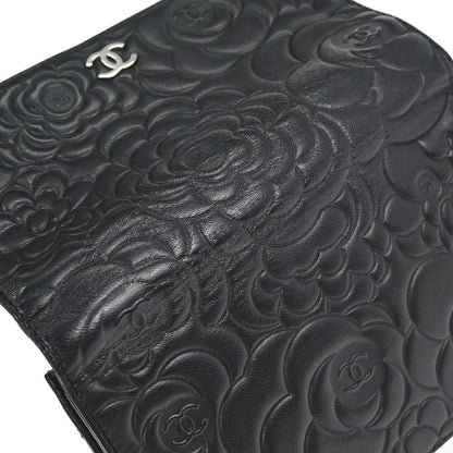 Chanel Black Lambskin Camellia WOC Wallet on Chain Bag