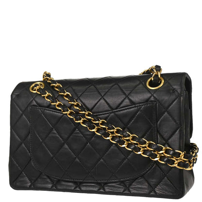 Chanel 2000-2002 Black Lambskin Small Classic Double Flap Shoulder Bag
