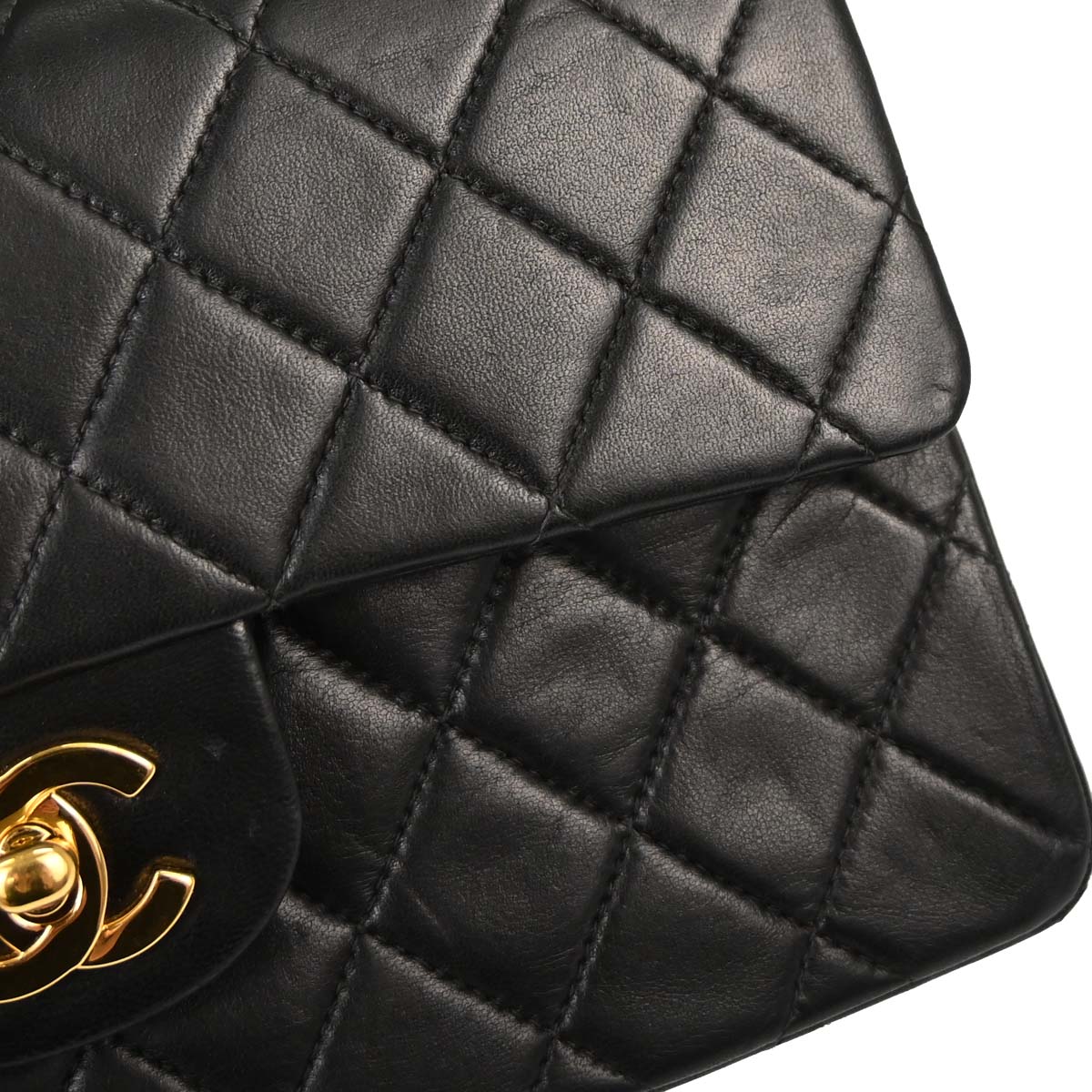 Chanel 2000-2002 Black Lambskin Small Classic Double Flap Shoulder Bag