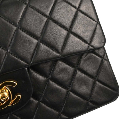 Chanel 2000-2002 Black Lambskin Small Classic Double Flap Shoulder Bag