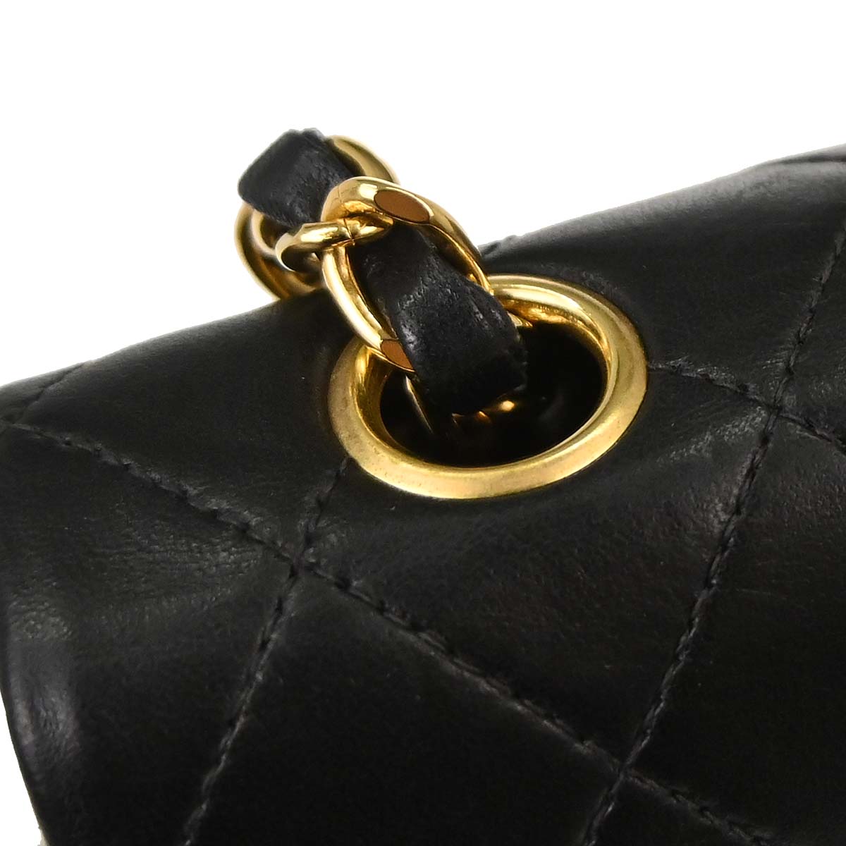 Chanel 2000-2002 Black Lambskin Small Classic Double Flap Shoulder Bag