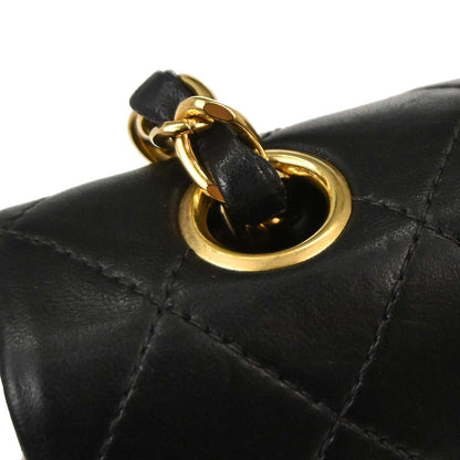 Chanel 2000-2002 Black Lambskin Small Classic Double Flap Shoulder Bag