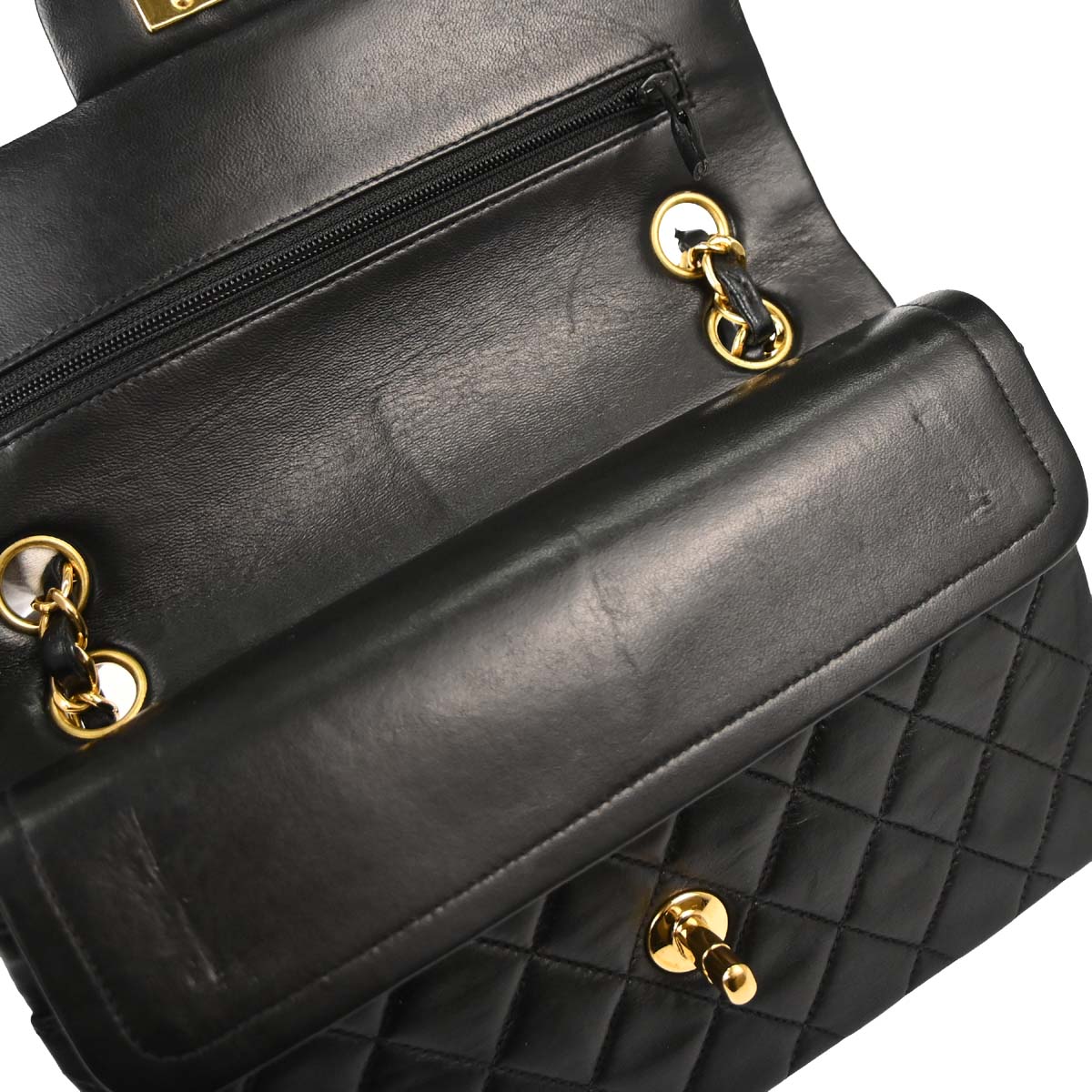 Chanel 2000-2002 Black Lambskin Small Classic Double Flap Shoulder Bag