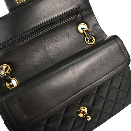 Chanel 2000-2002 Black Lambskin Small Classic Double Flap Shoulder Bag