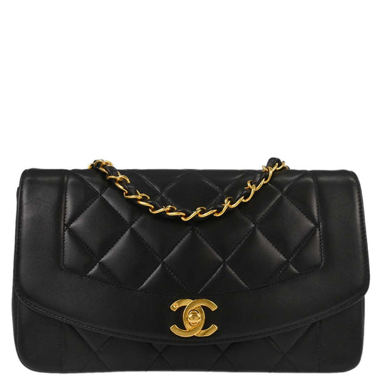Chanel Black Lambskin Small Diana Shoulder Bag