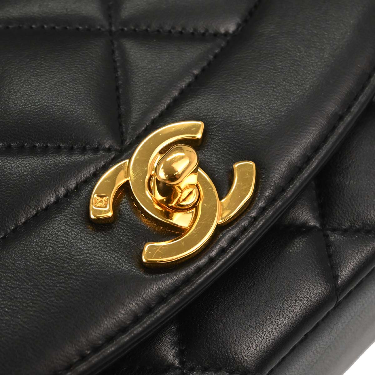 Chanel Black Lambskin Small Diana Shoulder Bag