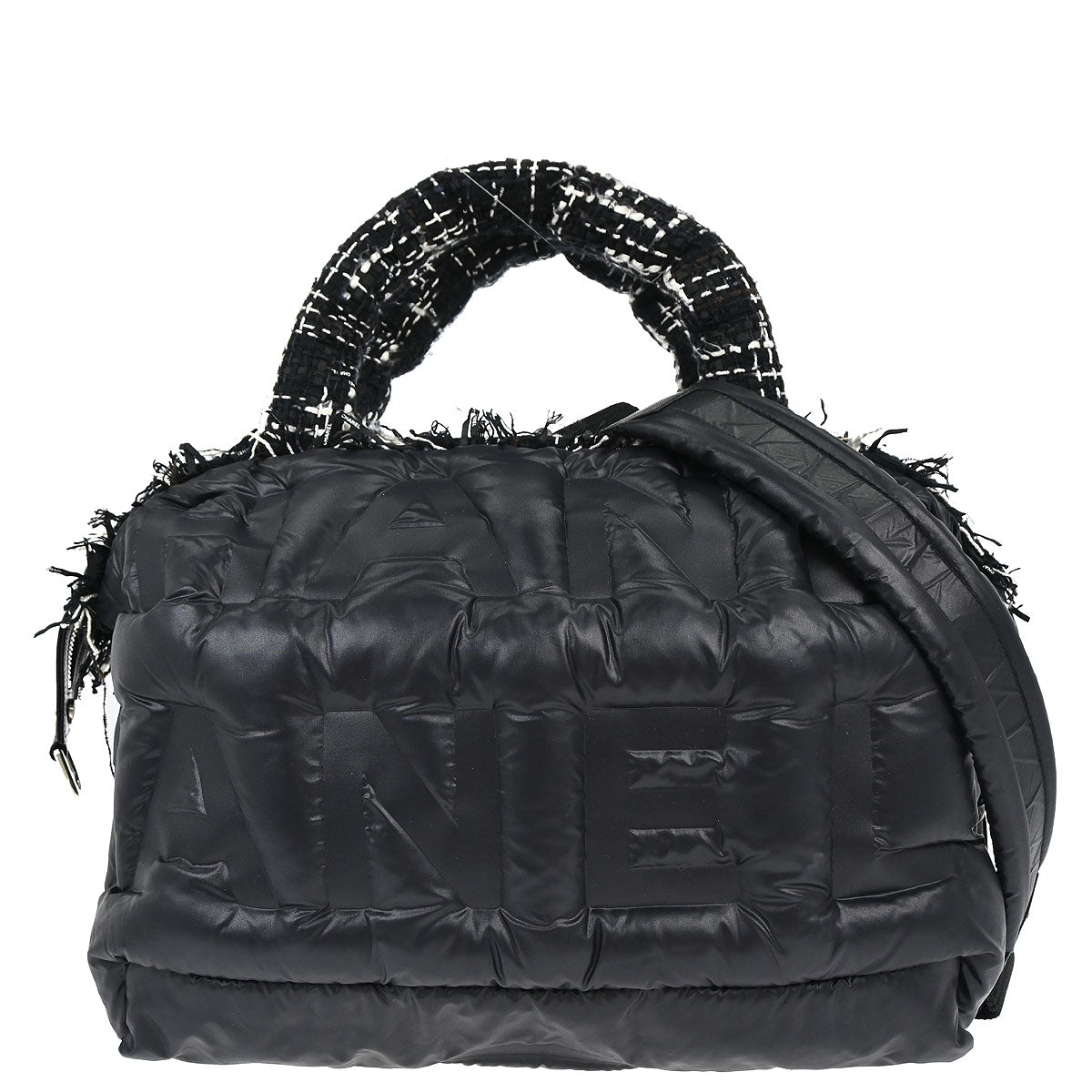 Chanel Black Nylon Coco Neige Doudoune 2way Shoulder Tote Bag