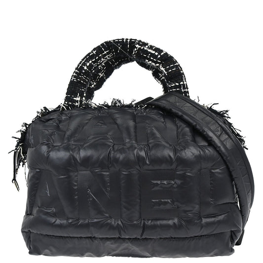 Chanel Black Nylon Coco Neige Doudoune 2way Shoulder Tote Bag