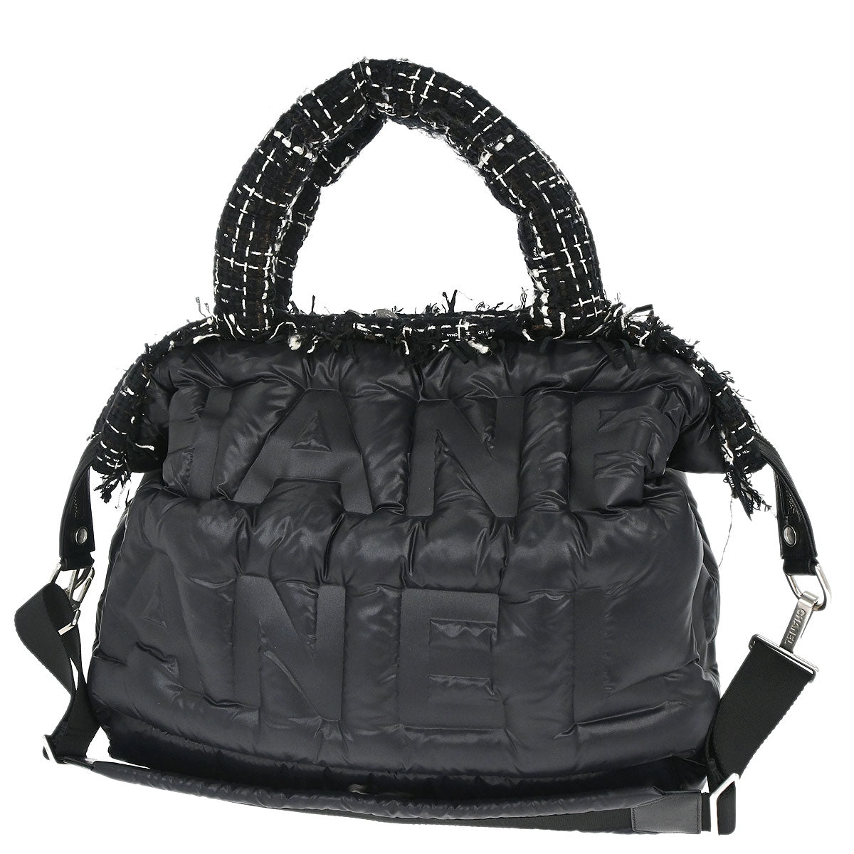 Chanel Black Nylon Coco Neige Doudoune 2way Shoulder Tote Bag