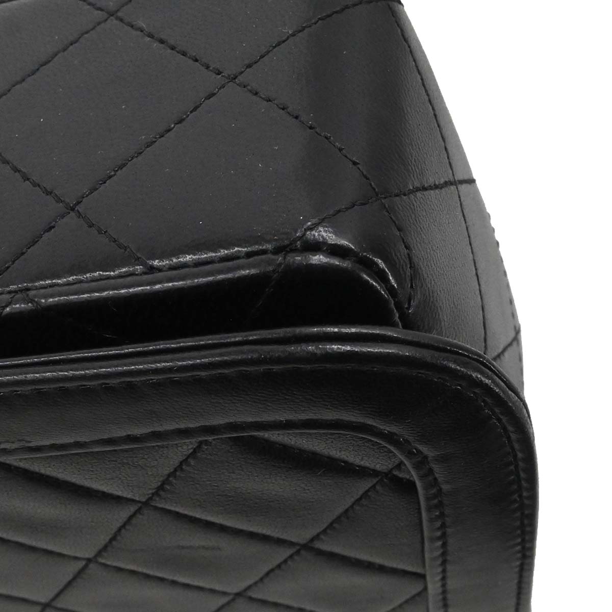 Chanel 1989-1991 Black Lambskin Straight Full Flap Shoulder Bag