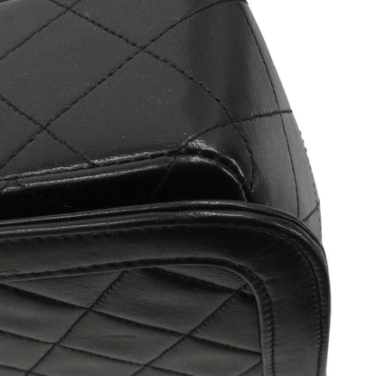 Chanel 1989-1991 Black Lambskin Straight Full Flap Shoulder Bag