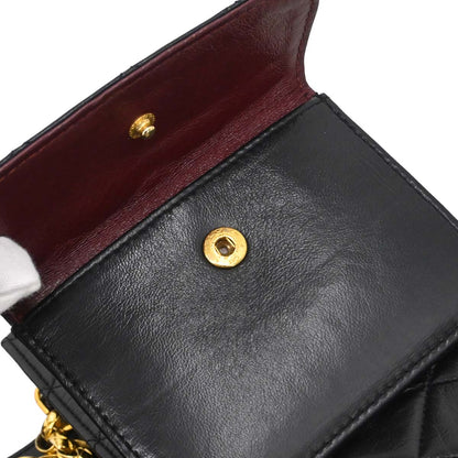 Chanel 1989-1991 Black Lambskin Straight Full Flap Shoulder Bag