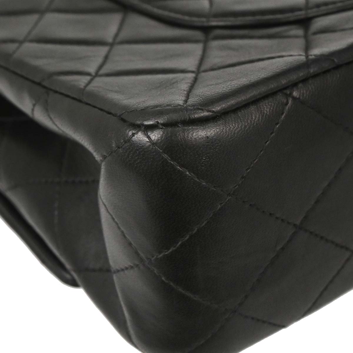 Chanel 1991-1994 Black Lambskin Medium Classic Double Flap Shoulder Bag