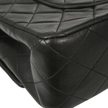 Chanel 1991-1994 Black Lambskin Medium Classic Double Flap Shoulder Bag