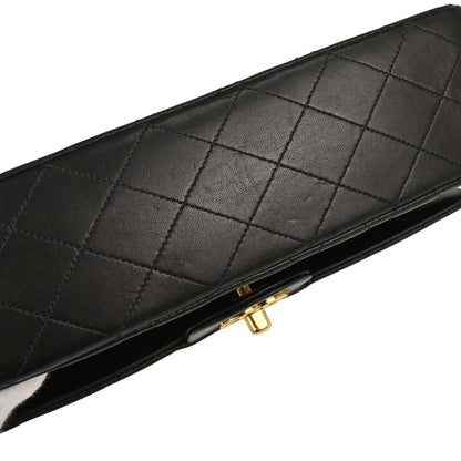 Chanel 1991-1994 Black Lambskin Medium Classic Double Flap Shoulder Bag