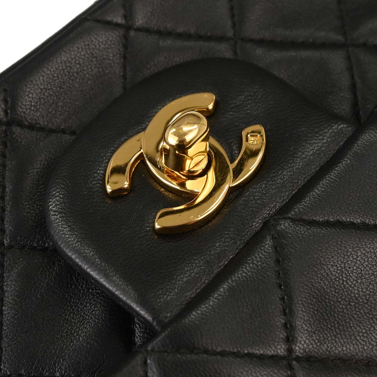 Chanel 1991-1994 Black Lambskin Medium Classic Double Flap Shoulder Bag