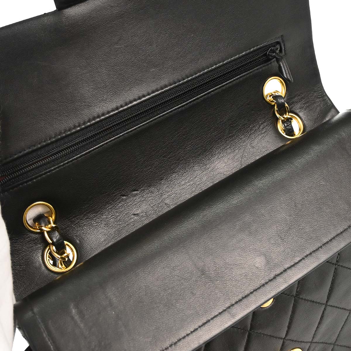 Chanel 1991-1994 Black Lambskin Medium Classic Double Flap Shoulder Bag