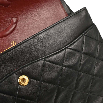 Chanel 1991-1994 Black Lambskin Medium Classic Double Flap Shoulder Bag