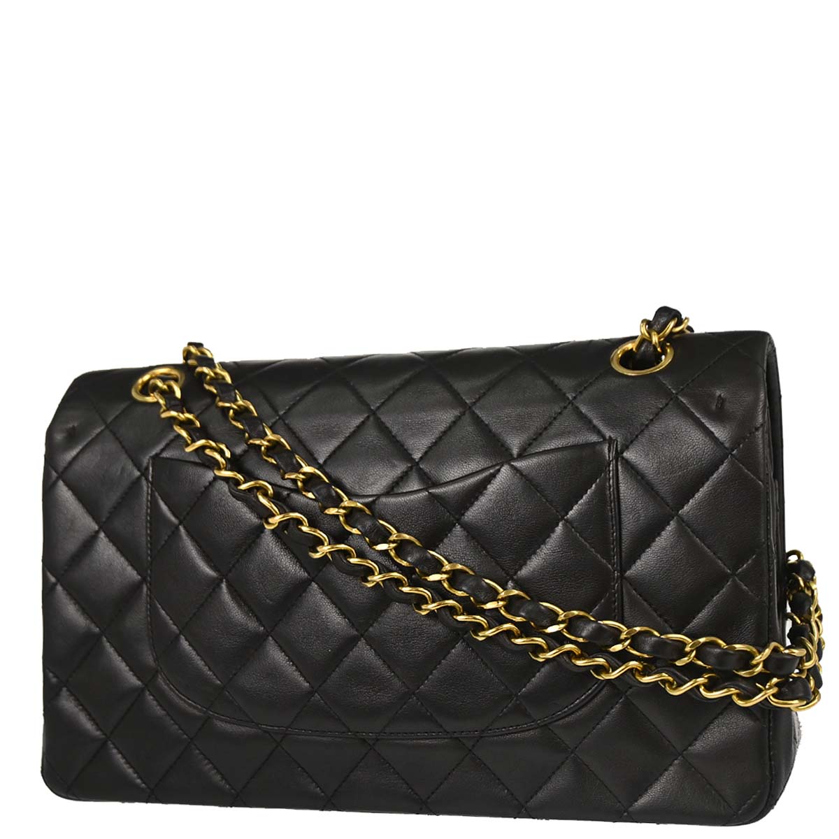 Chanel 1994-1996 Black Lambskin Medium Classic Double Flap Shoulder Bag