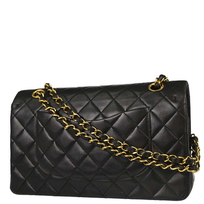 Chanel 1994-1996 Black Lambskin Medium Classic Double Flap Shoulder Bag