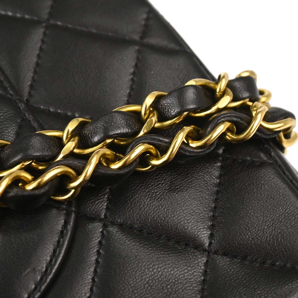 Chanel 1994-1996 Black Lambskin Medium Classic Double Flap Shoulder Bag