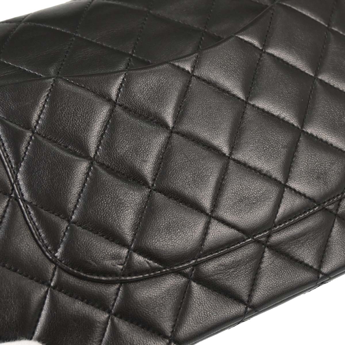 Chanel 1994-1996 Black Lambskin Medium Classic Double Flap Shoulder Bag