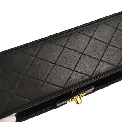 Chanel 1994-1996 Black Lambskin Medium Classic Double Flap Shoulder Bag